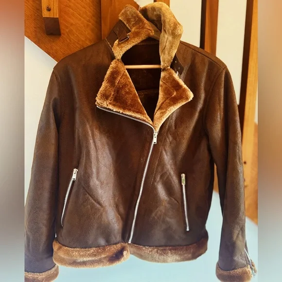 NWOT Fur Lined Motorcycle Jacket - Picture 1 of 4